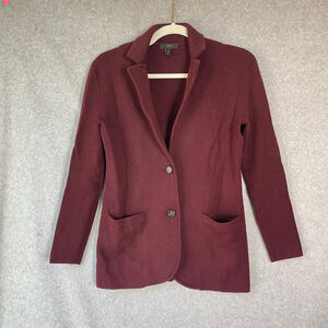 J.Crew Merino Wool Burgundy Knit j. Blazer Cardigan XXS – Chic Academia Style